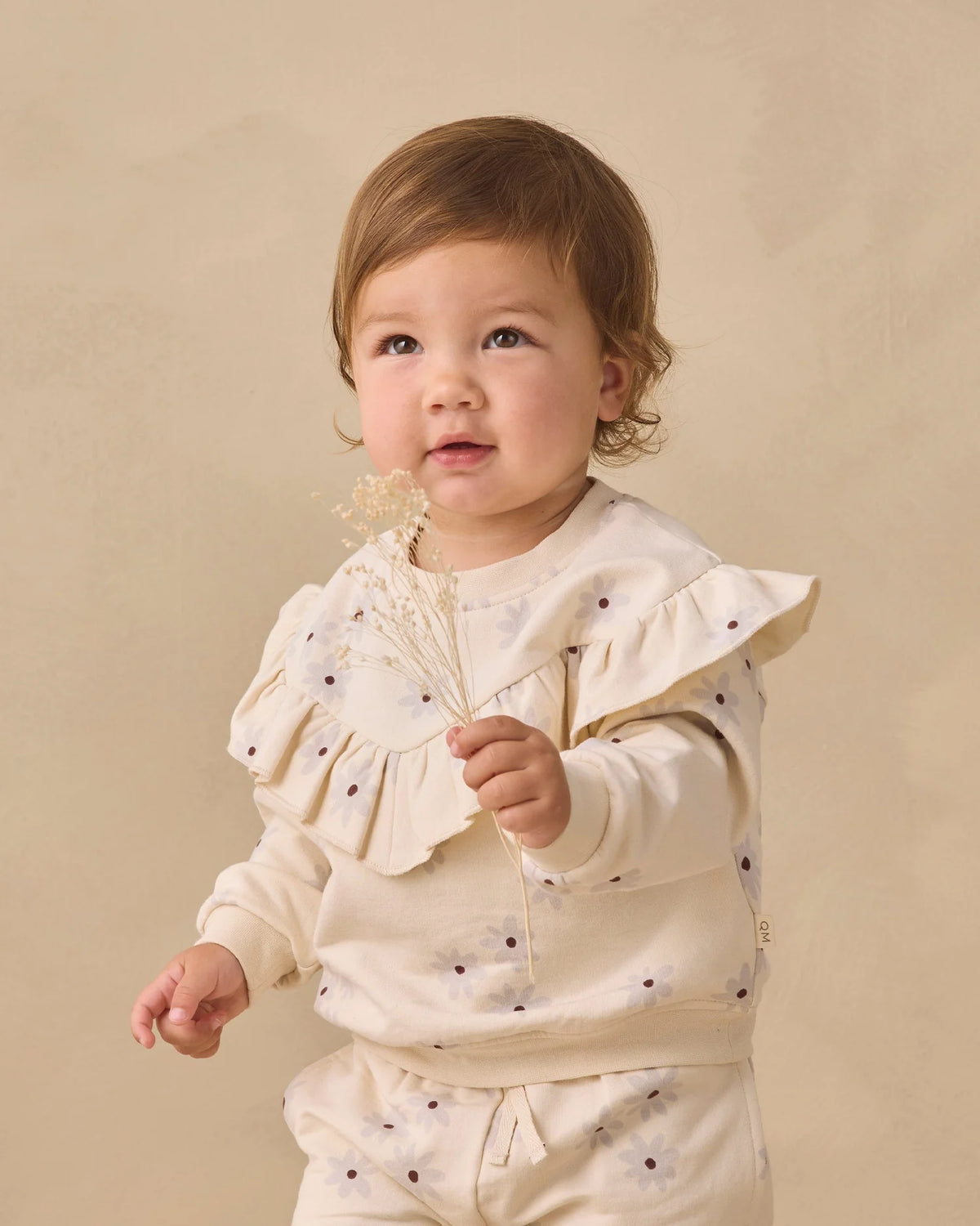 Ruffle Fleece Sweatshirt - Blue Daisy