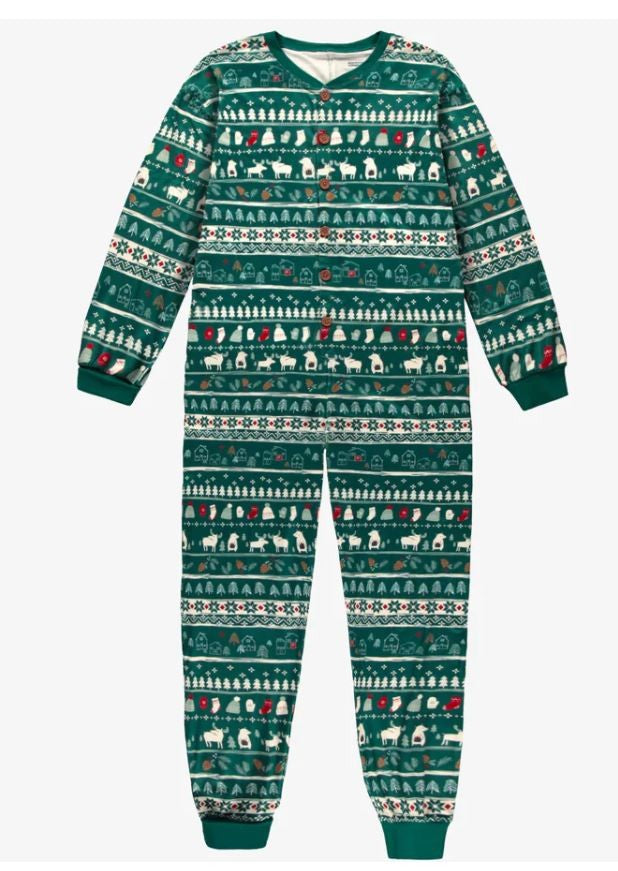 Women's One Piece Pajamas - Green Holiday All Over Print