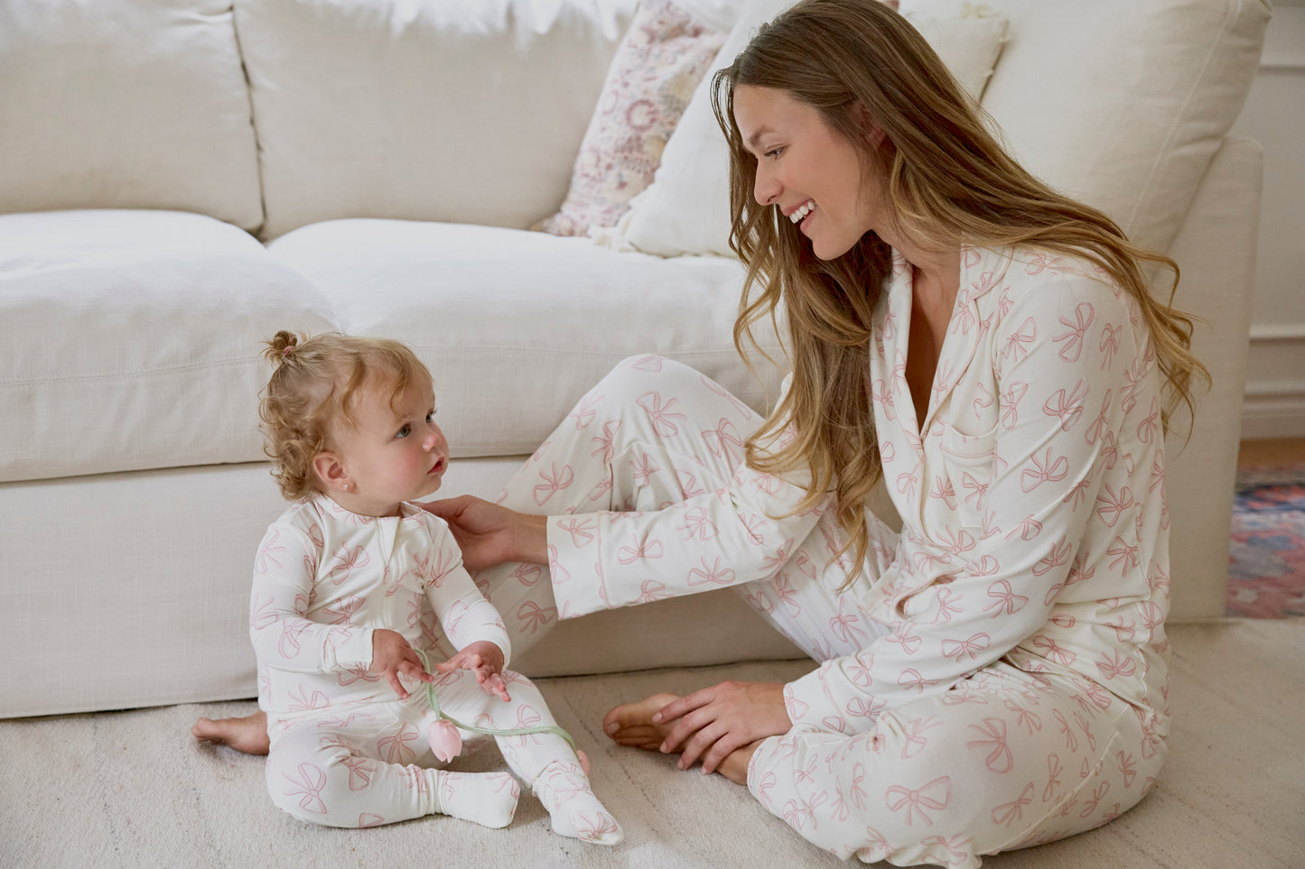 Zipper Sleeper Footless - Pink Bows