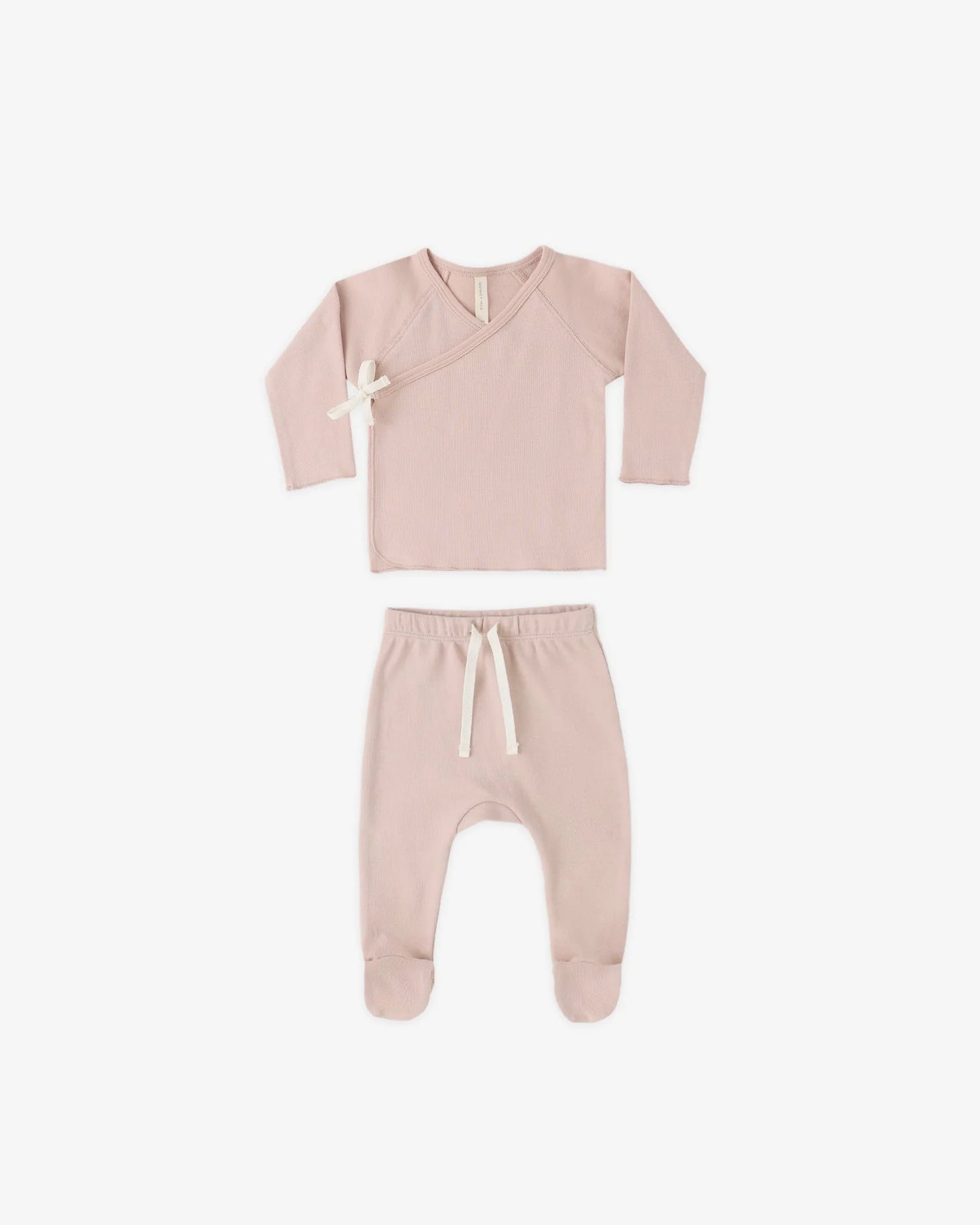 Wrap Top & Footed Pant Set - Blush