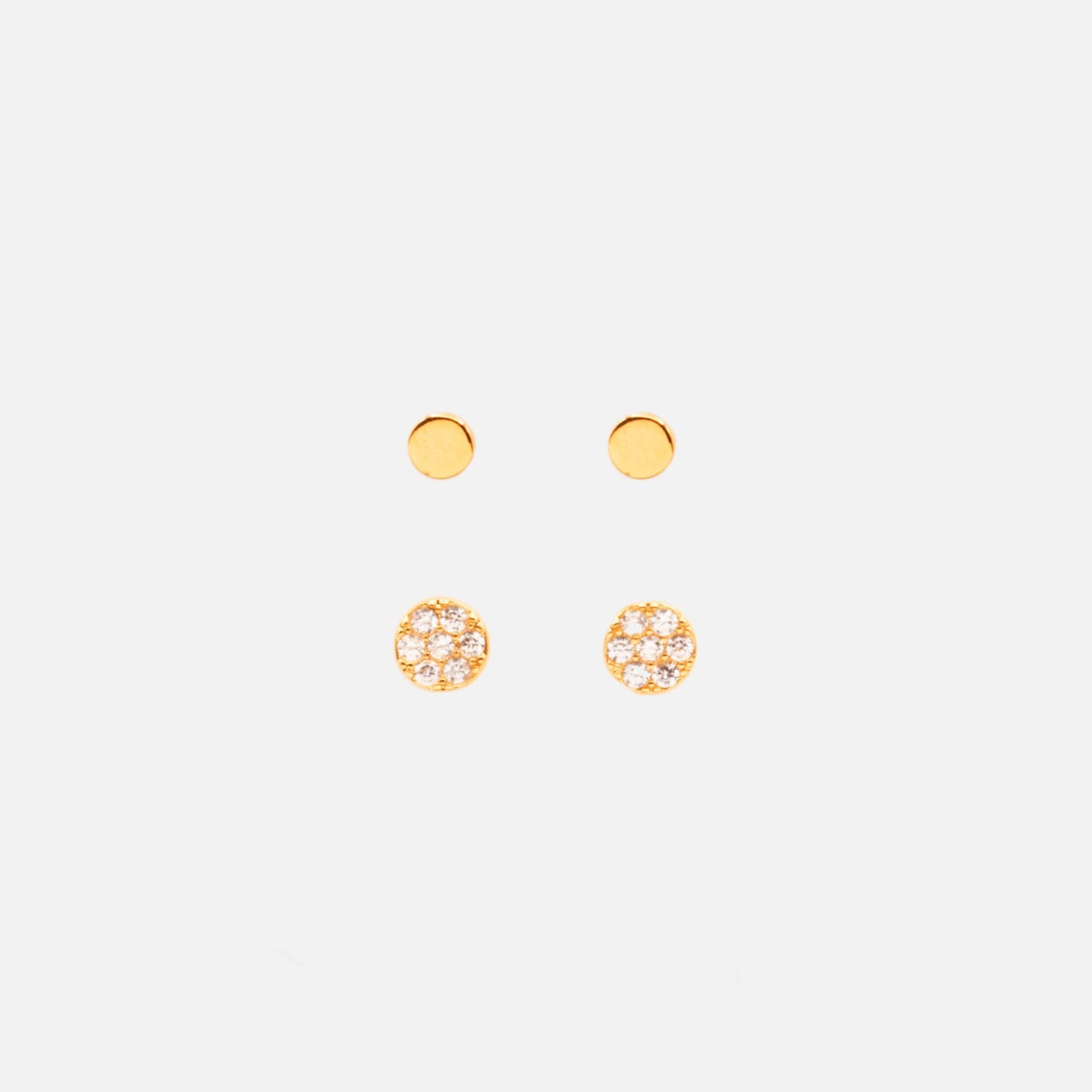 Round golden earring duo in stainless steel