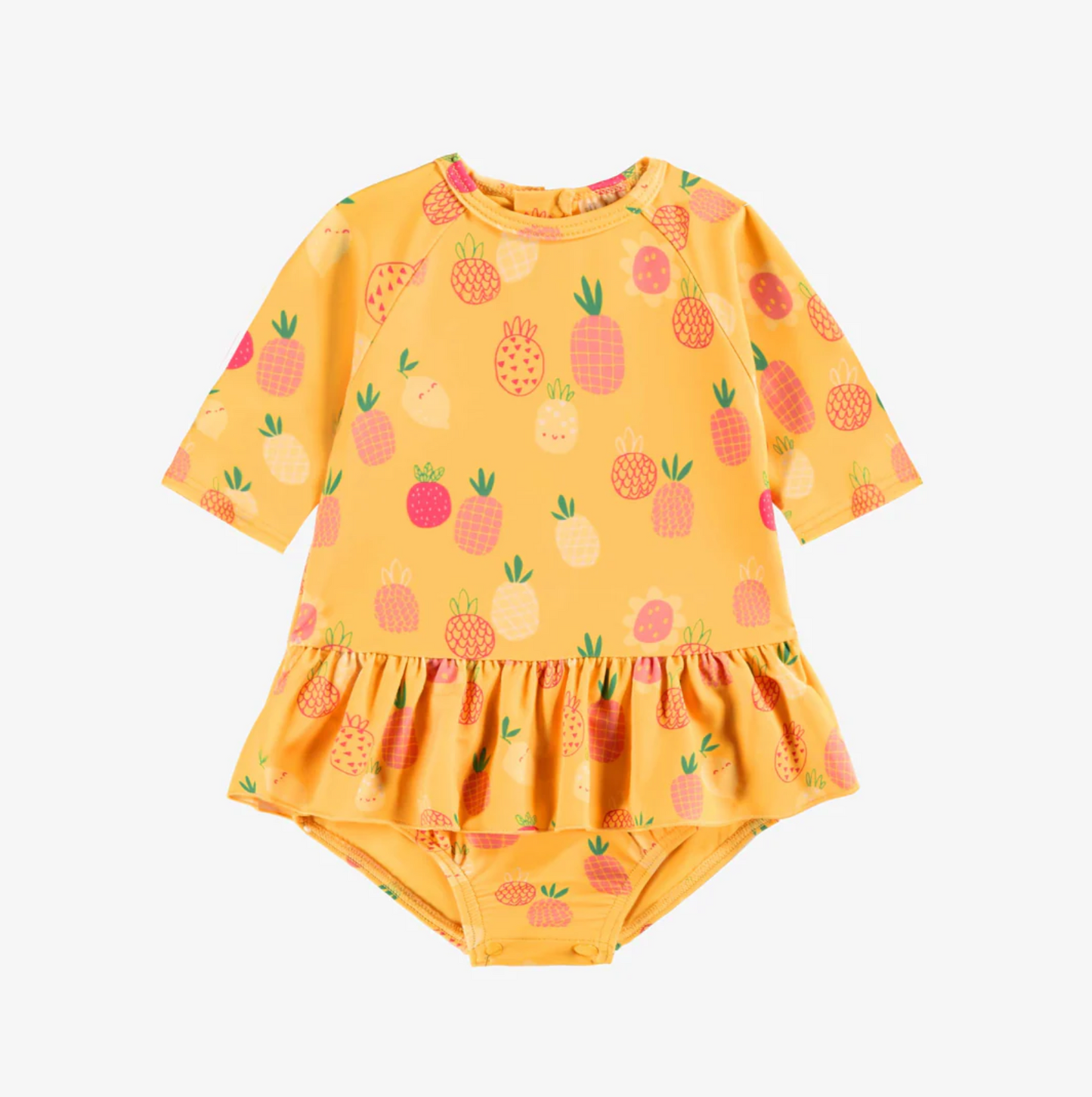 Yellow One Piece Swimsuit with Fruit All Over