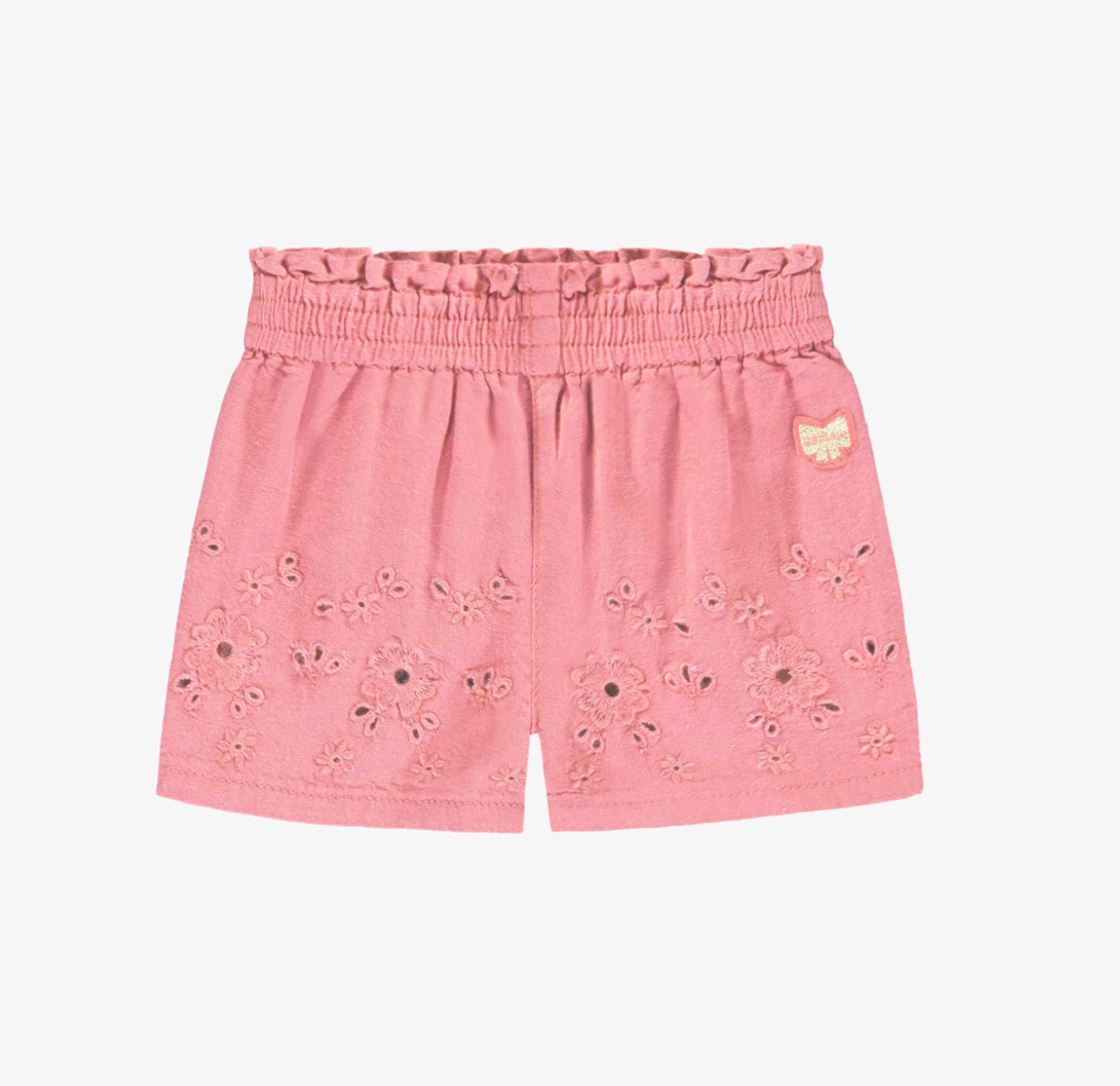 Baby Pink Shorts with Flower Embroidery
