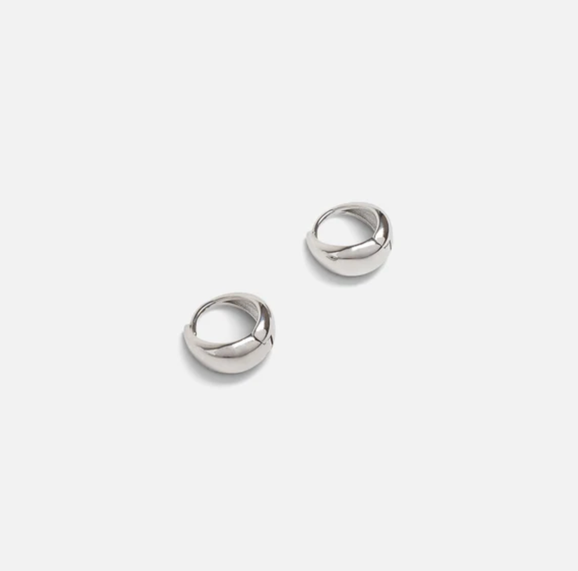 Silver hoop earrings with wide base in stainless steel