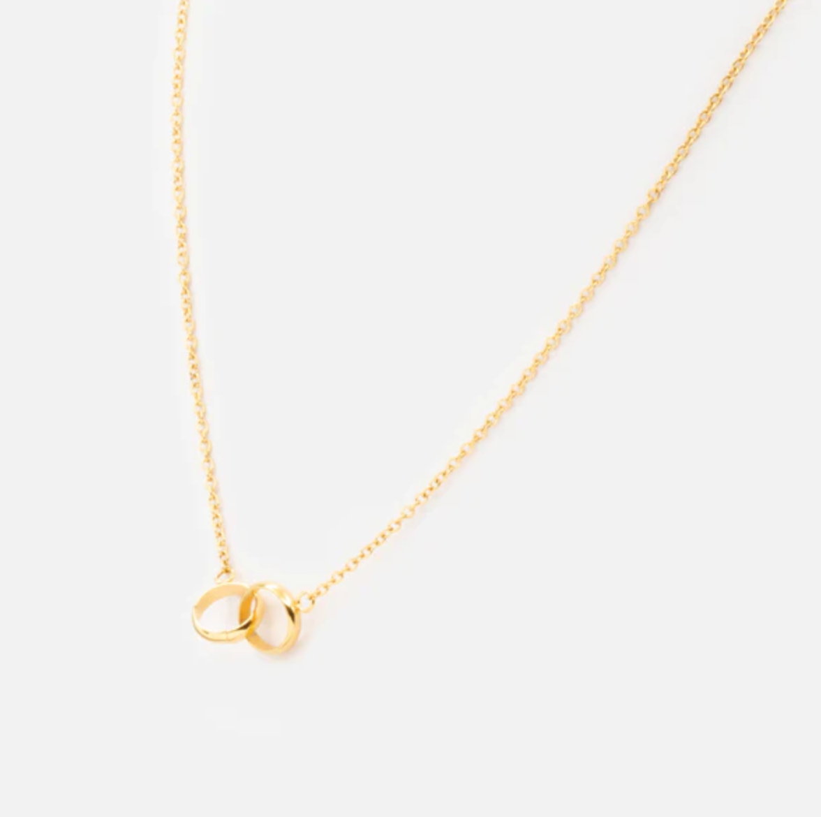 Gold double circle stainless steel necklace