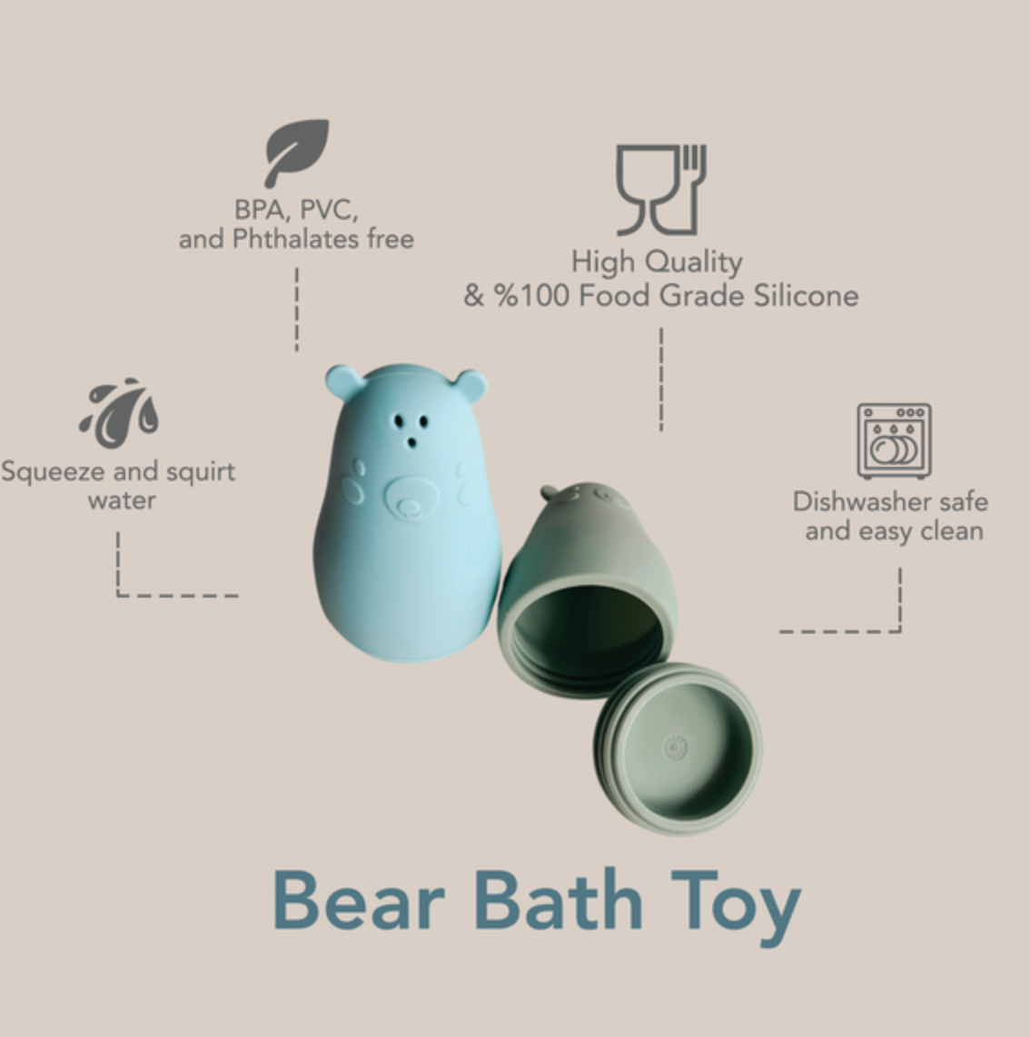 Wobble Bath Toy - Bear Soft Blush/Shifting Sand