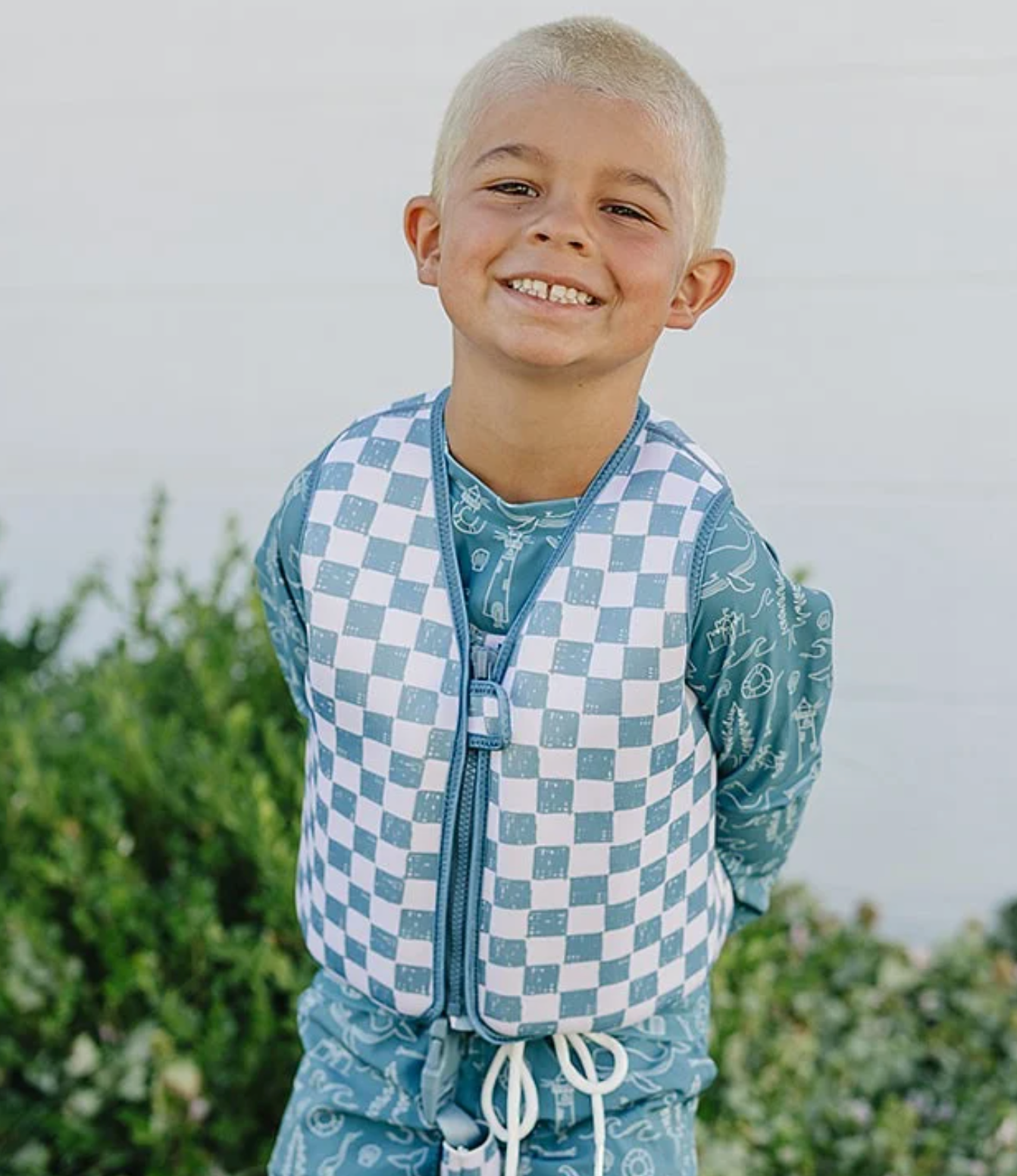 Swim Vest - Blue Checkers