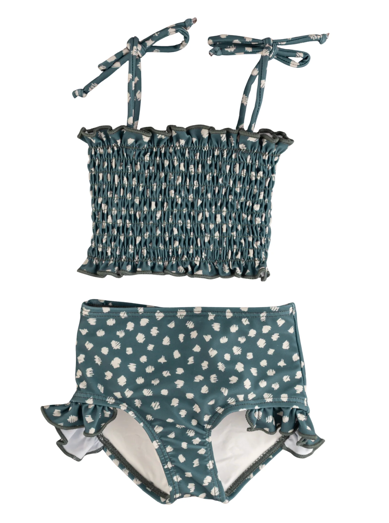 Girls High Waist Smocked Bikini - The August