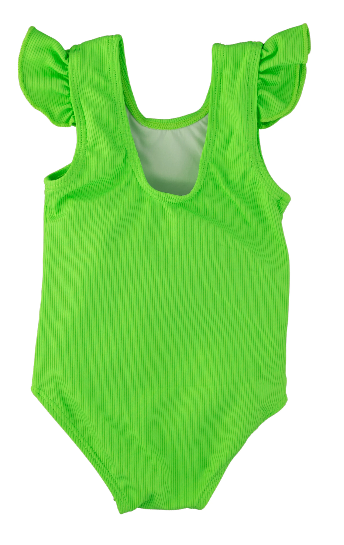 Ruffle Shoulder One Piece Ribbed - Green Gecko