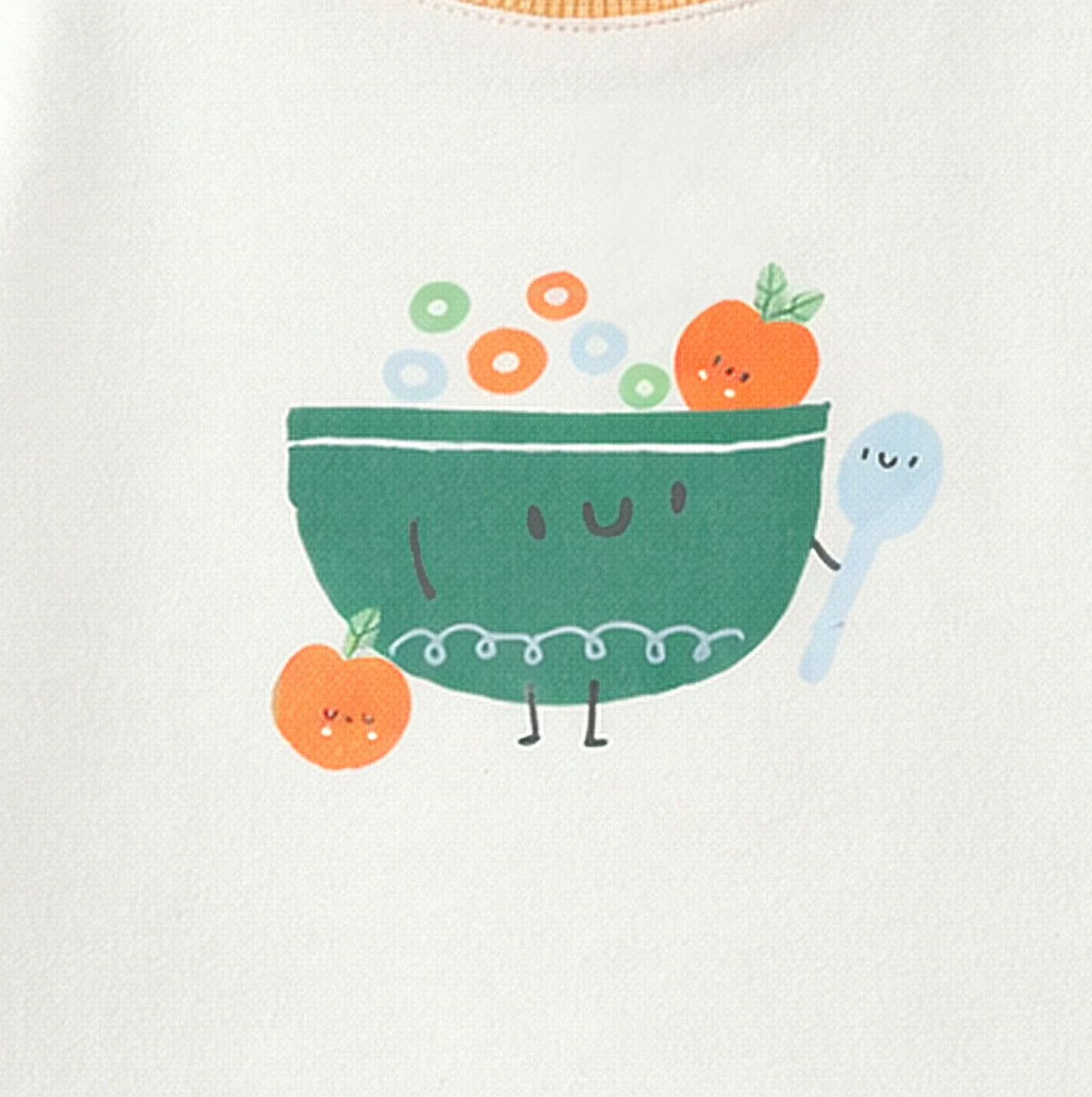 Cream, orange and green T-shirt with illustration