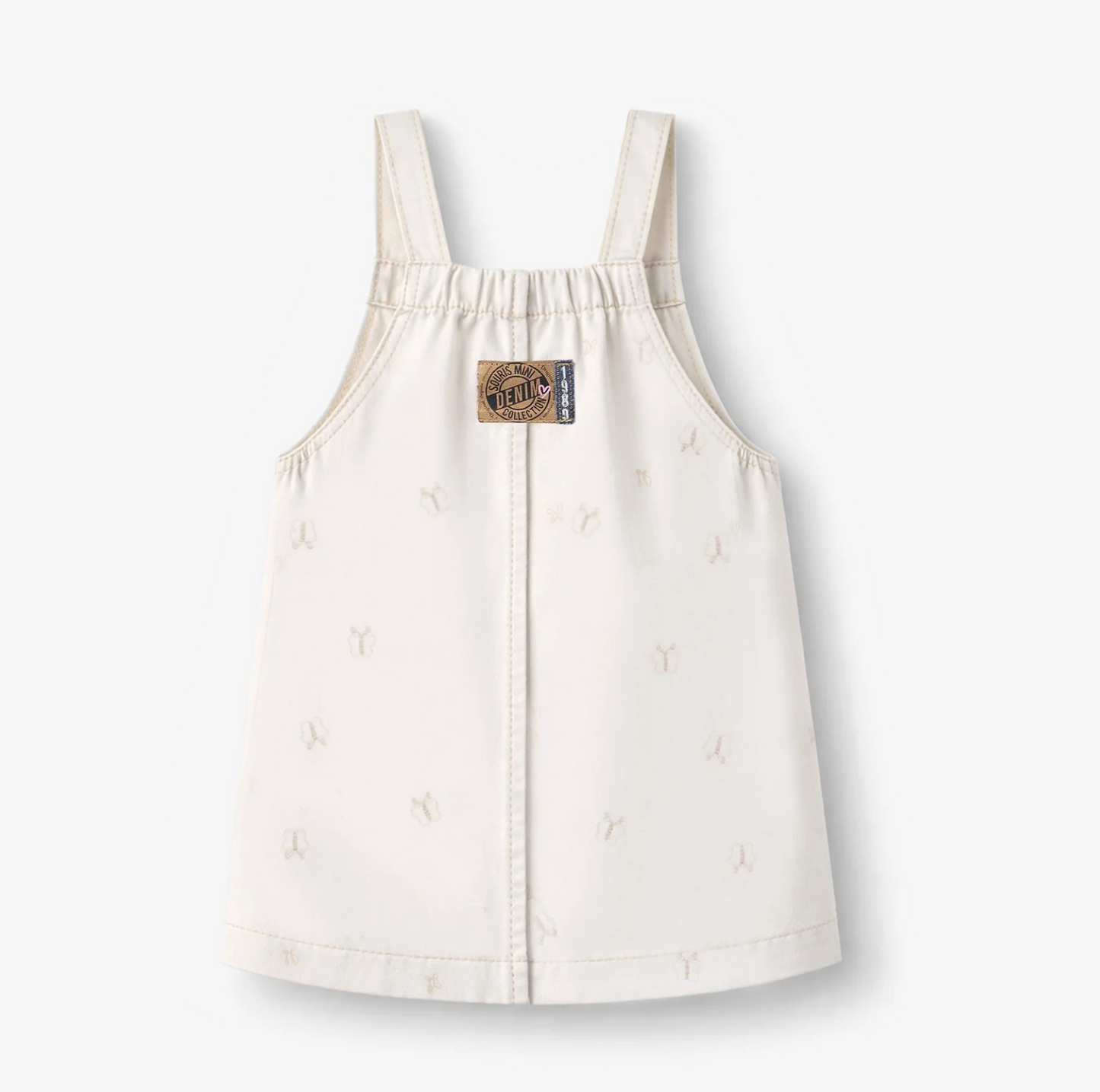 Cream denim dress with butterfly embroidery