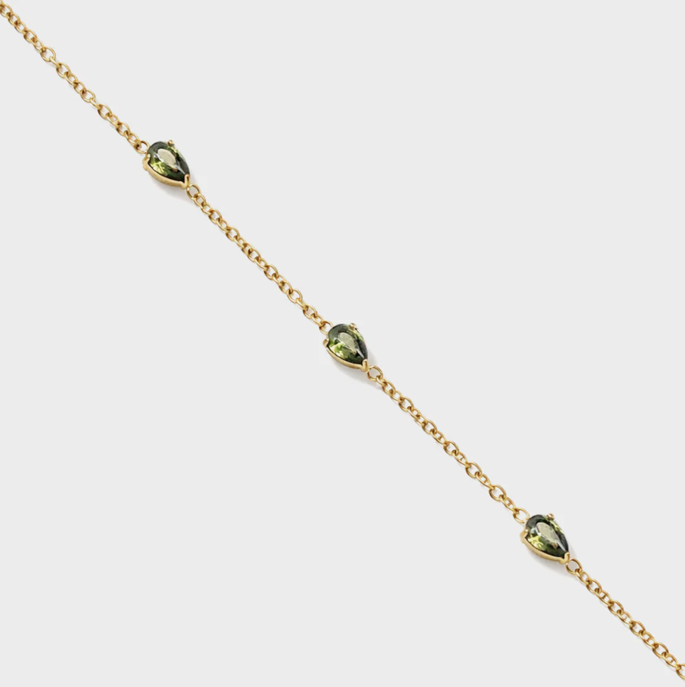 Golden Bracelet with green stone trio
