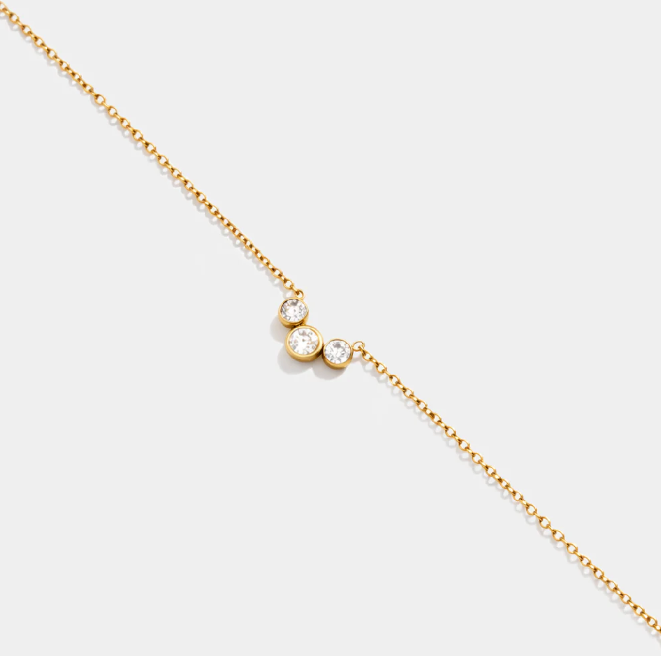 Golden Bracelet with cubic zirconia trio