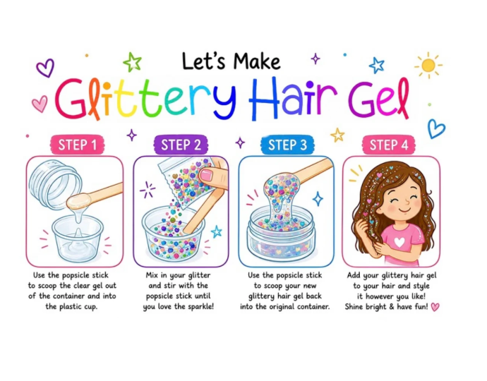 DIY Glittery Hair Gel Mixing Kit
