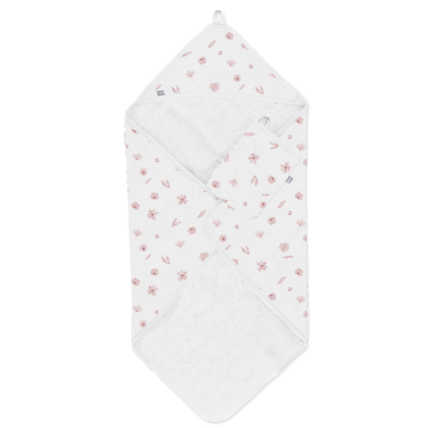Infant Modal Hooded Towel Set - Pink Flower