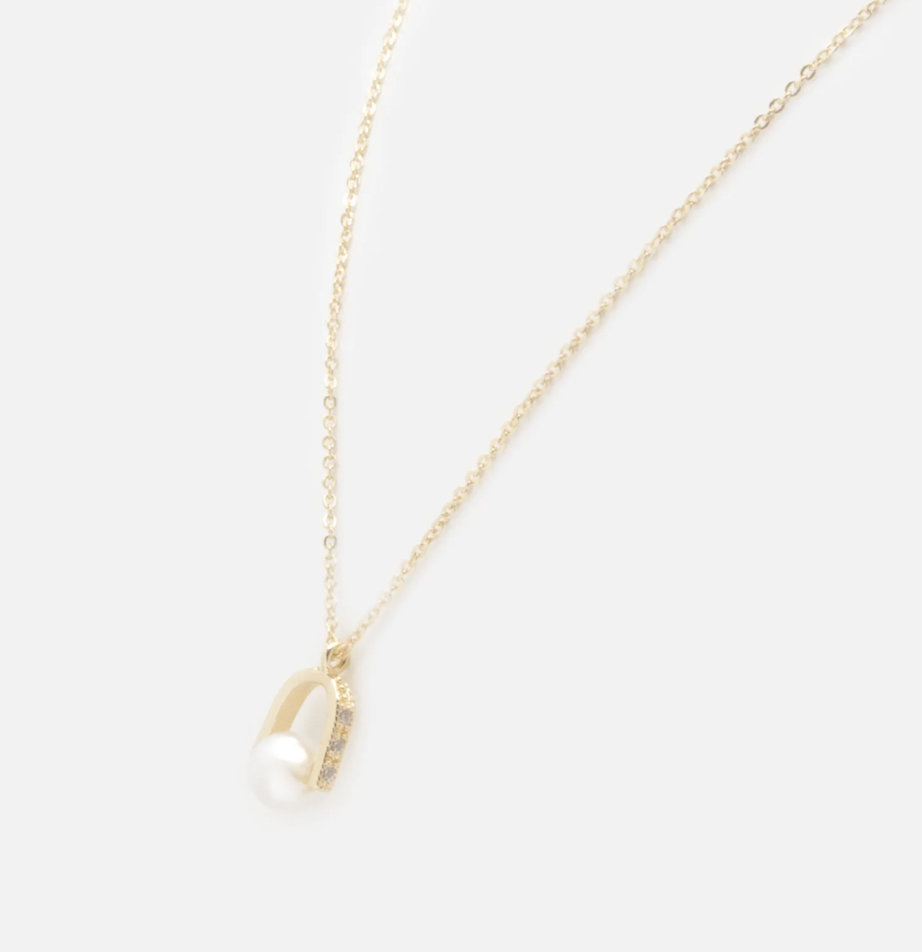 Golden Necklace with Pearl Bell Charm