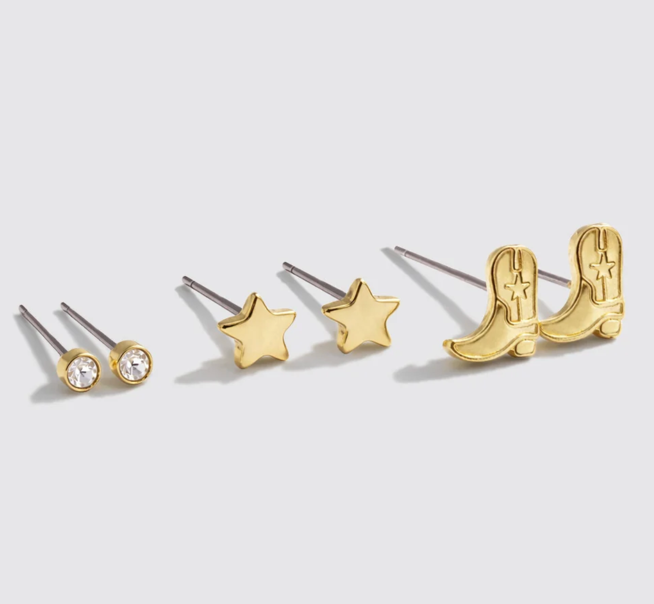 Stud Earrings 3pk Cowgirl Boots & Stars