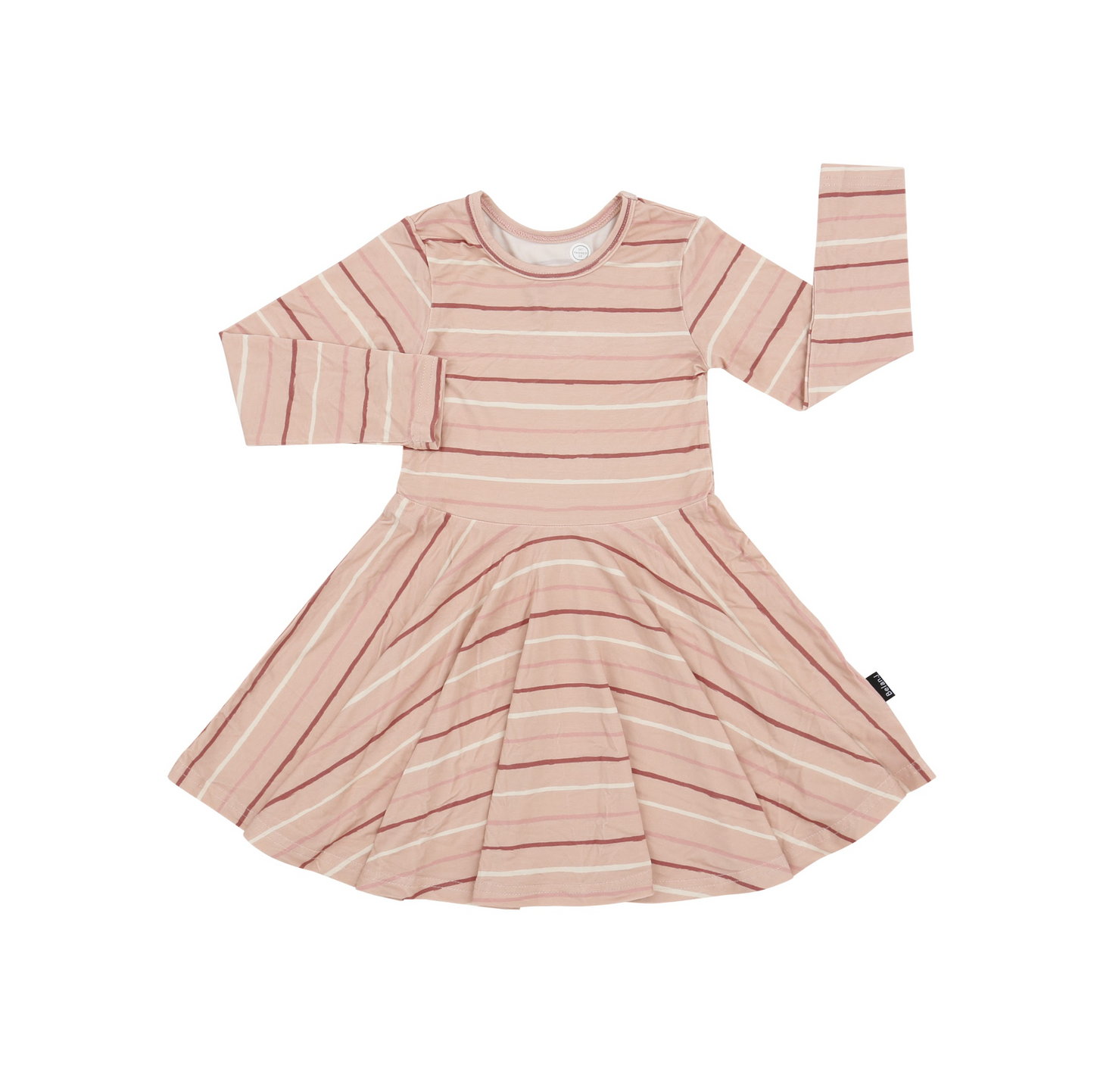 Long Sleeve Twirl Dress - Pink Stripes