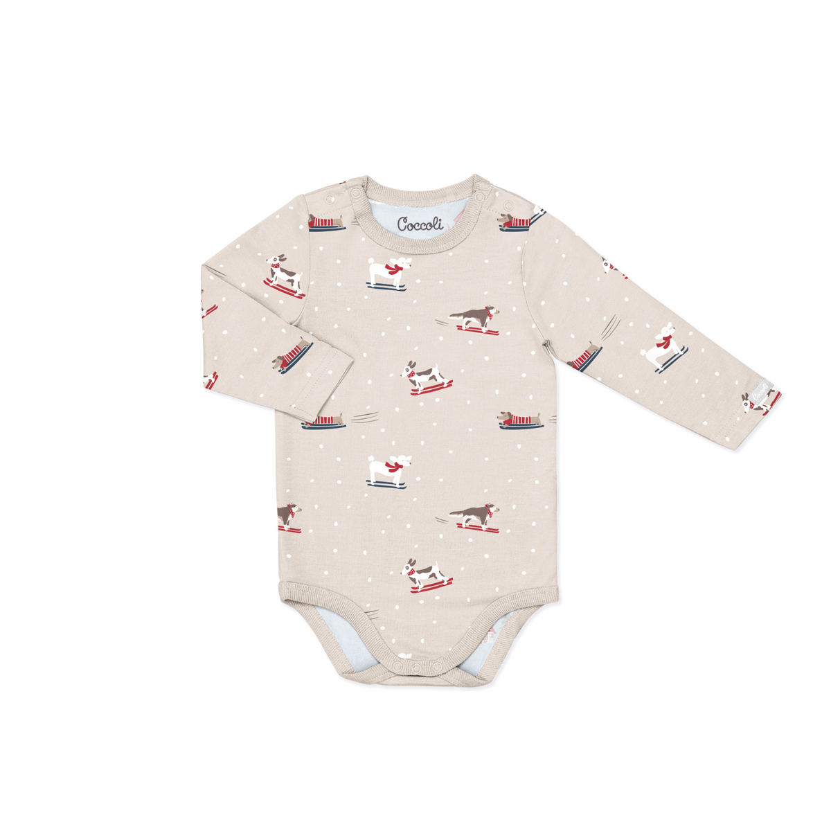 Modal Long Sleeve Romper - Skiing Dogs