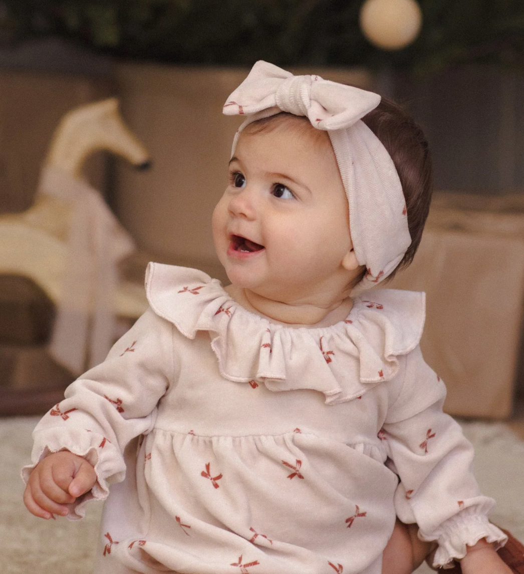 Velour Bow Headband - Red Bows