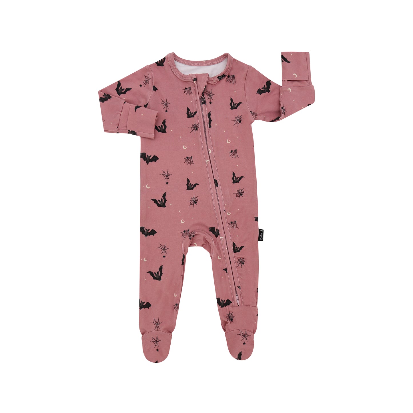 Footed Zipper Sleeper - Bats (Ash Rose)