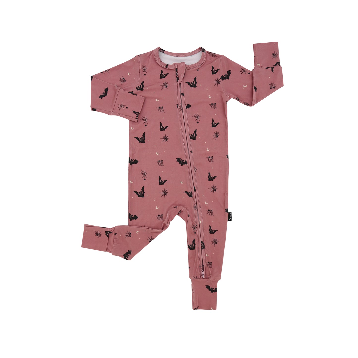 Footless Sleeper with Fold-Over Cuffs - Bats (Ash Rose)