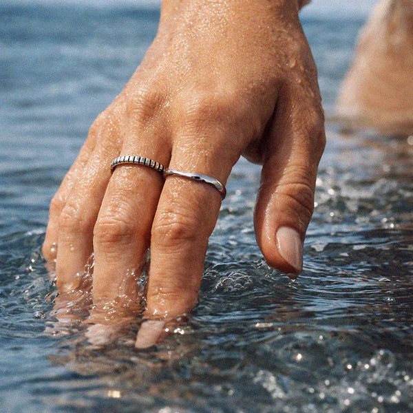 Textured Silvered Ring in stainless steel