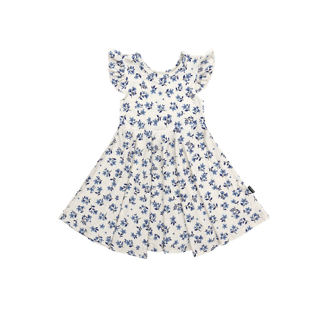 Ruffled Sleeves Bell Dress - Bluebell