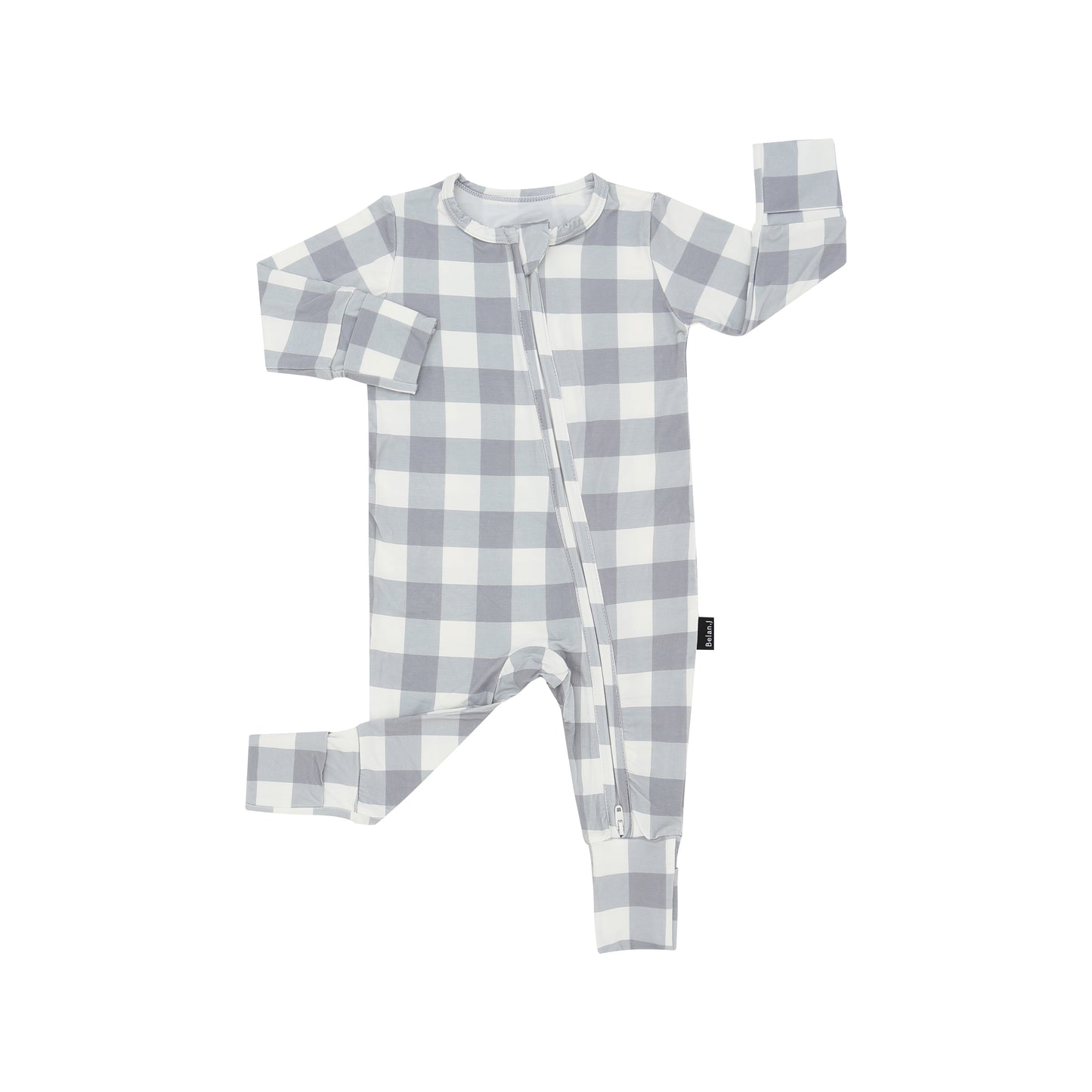 Footless Sleeper with Fold-Over Cuffs - Denim Plaid