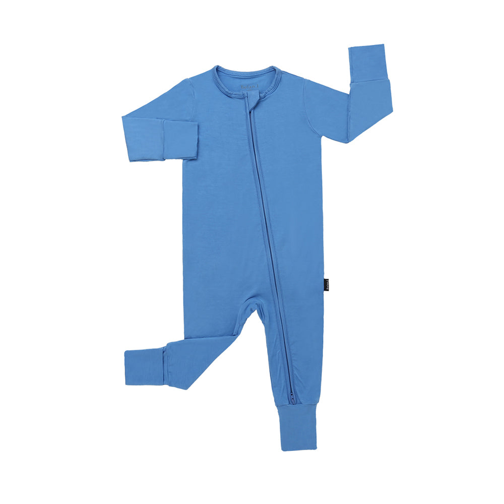 Footless Sleeper with Fold-Over Cuffs - Lake Blue