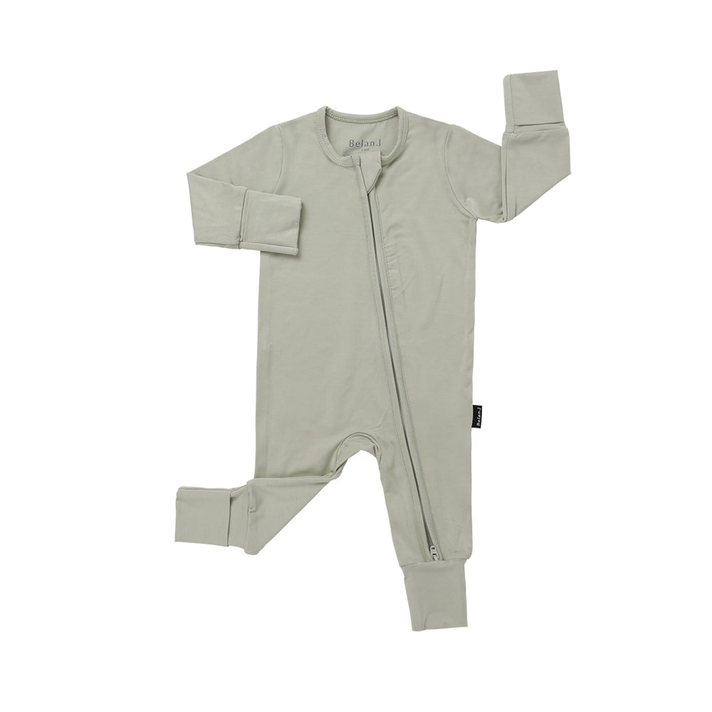 Footless Sleeper with Fold-Over Cuffs - Sage