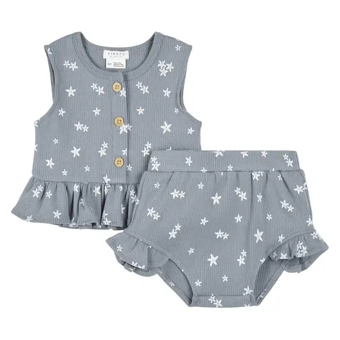 Sleeveless Ruffle Top Set