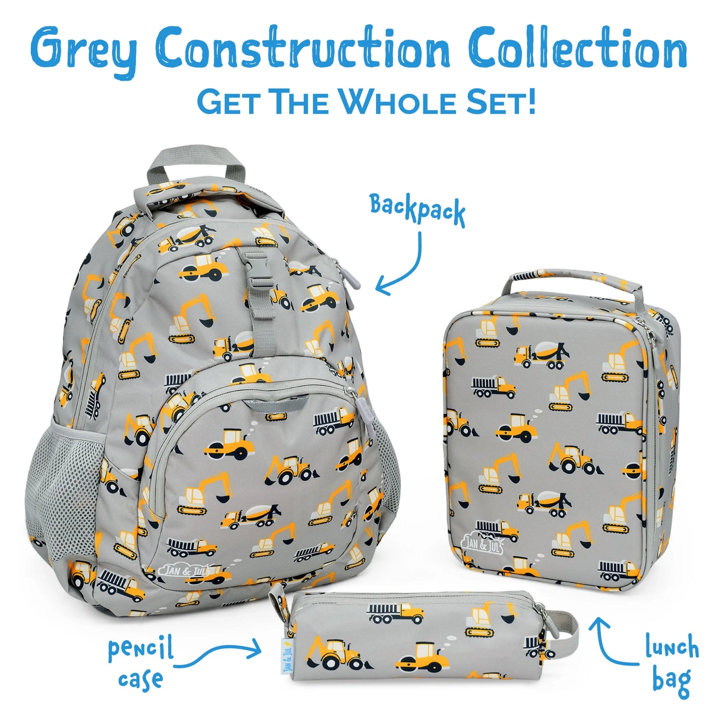 Kids Lunch Bag - Grey Construction