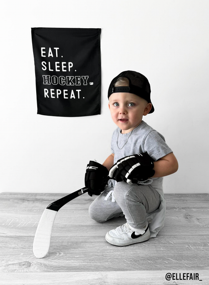 Eat Sleep Hockey Banner | Kids Sports Room Decor