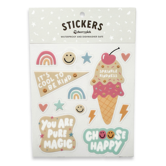 Kindness Waterproof Sticker Sheet (Pastel)