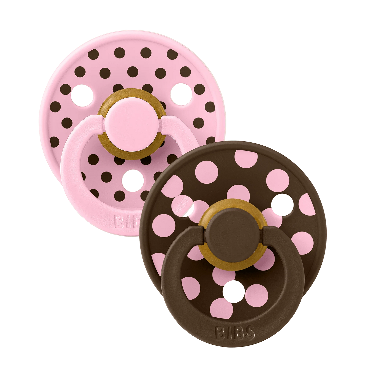 BIBS Pacifier 2PK - Polka Pink/Mocha
