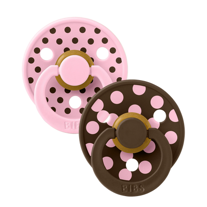 BIBS Pacifier 2PK - Polka Pink/Mocha