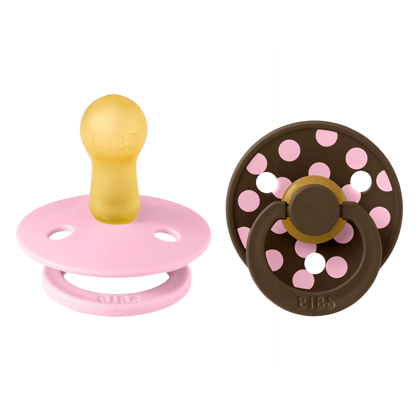 BIBS Pacifier 2PK - Polka Pink/Mocha