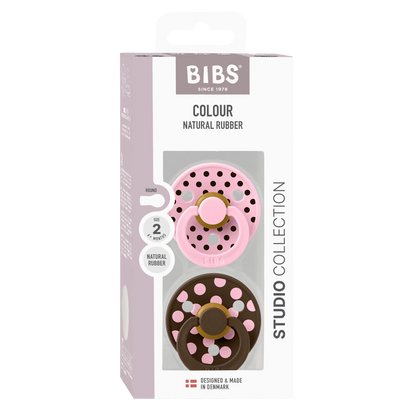 BIBS Pacifier 2PK - Polka Pink/Mocha