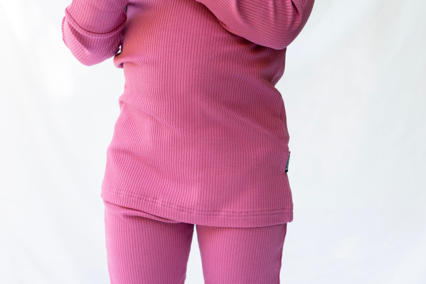 Long-Sleeve Ribbed Bamboo PJ Set - Rose Wood