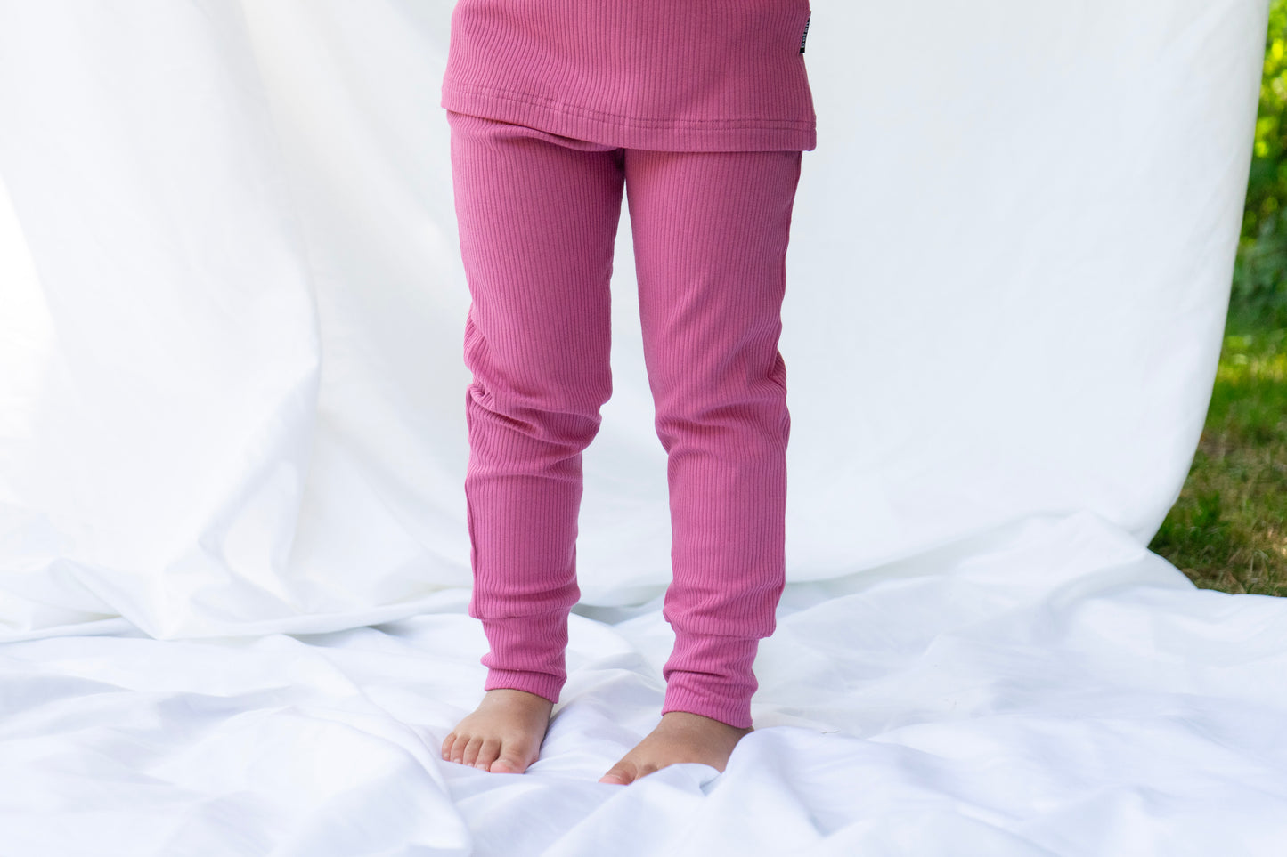 Long-Sleeve Ribbed Bamboo PJ Set - Rose Wood