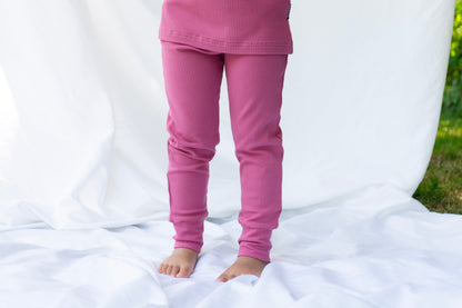 Long-Sleeve Ribbed Bamboo PJ Set - Rose Wood