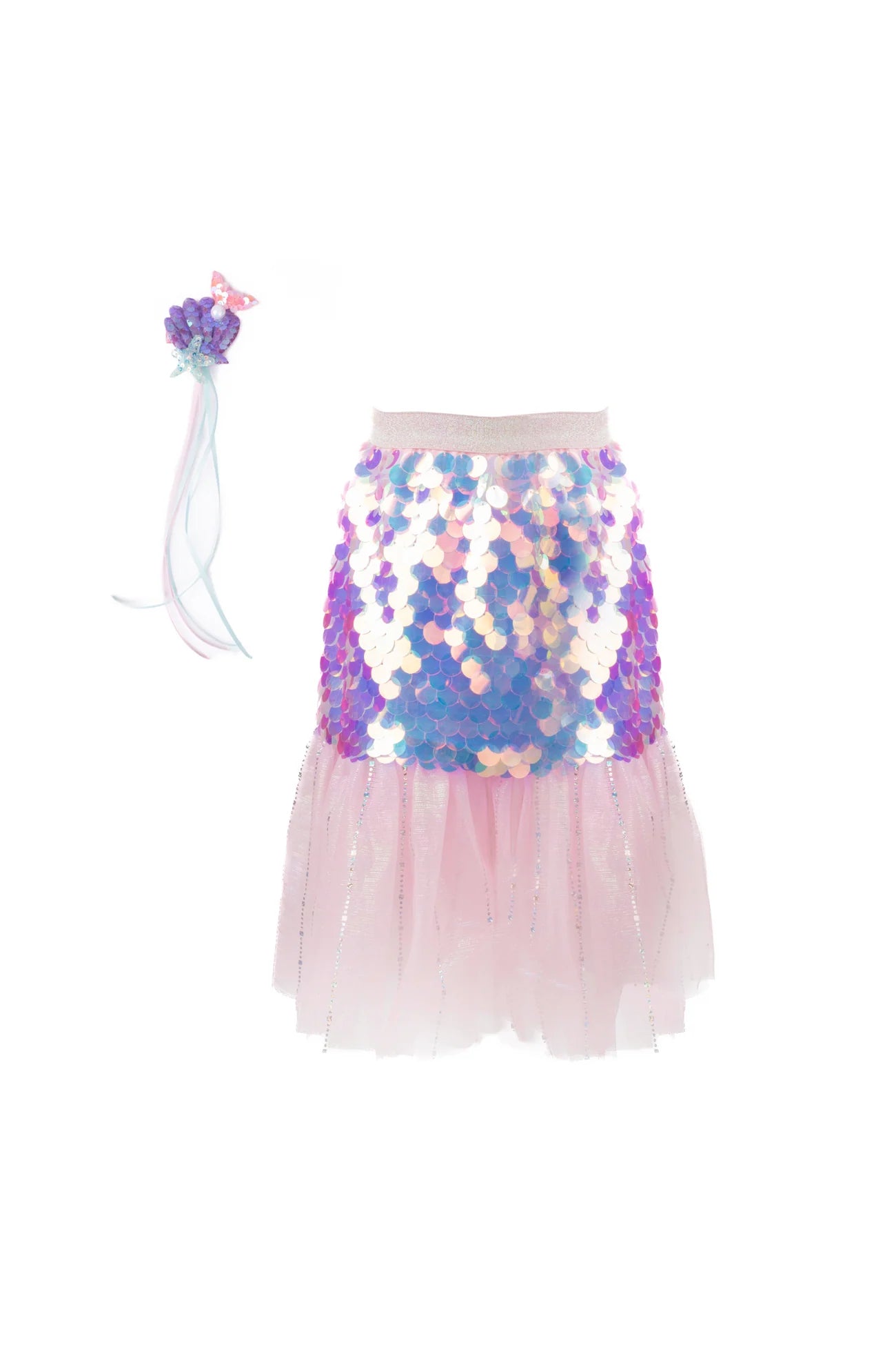 Bling Bling Mermaid Skirt and Hairclip Set - Pink