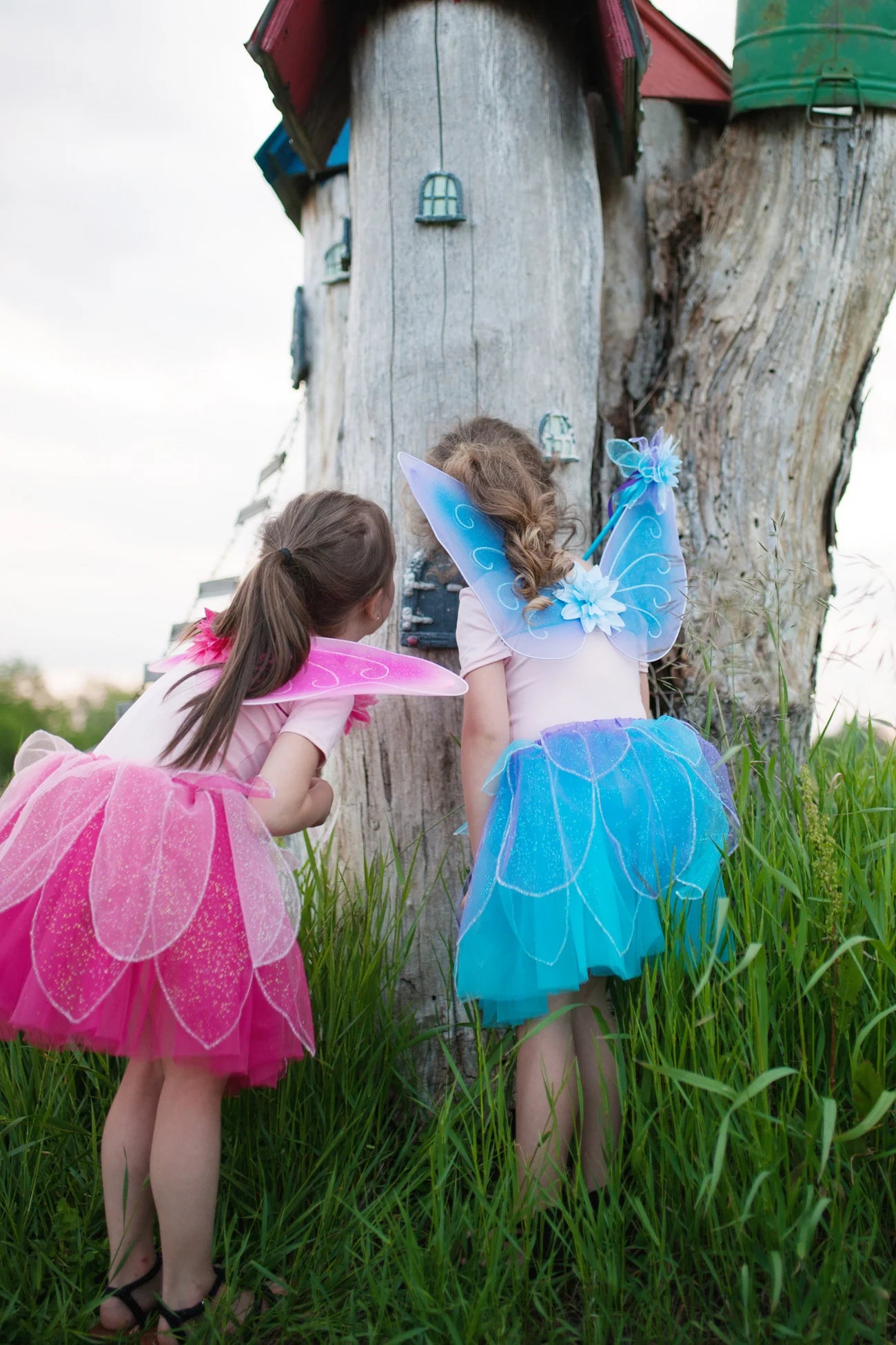 Fancy Flutter Skirt Sets with Wings & Wands - Pink