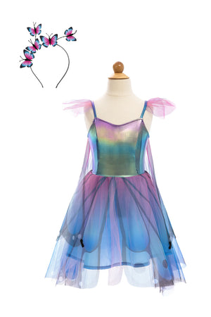 Butterfly Twirl Dress with Wings and Headband - Blue/Purple