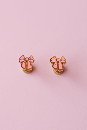 Earrings - Pink Bow Stud