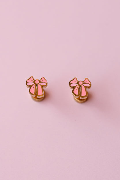 Earrings - Pink Bow Stud