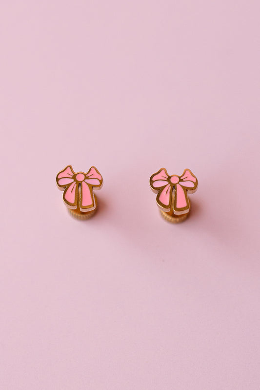 Earrings - Pink Bow Stud