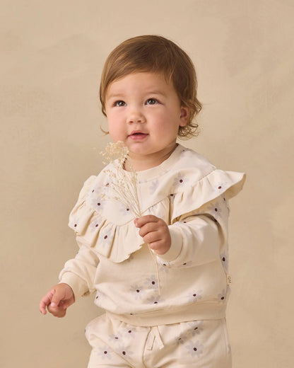 Ruffle Fleece Sweatshirt - Blue Daisy