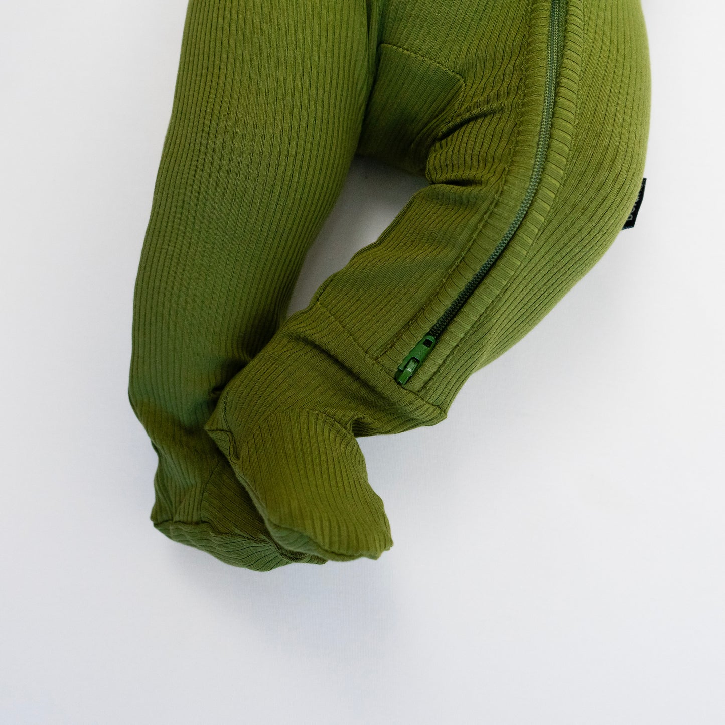 Ribbed Bamboo Footed Zipper Sleeper - Olive Green